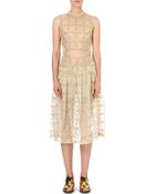Simone Rocha Floralembroidered Sleeveless Tulle Dress Gold - Lyst