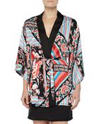 Josie Valentina Floral-Print Satin Wrap Robe - Lyst