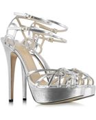 Charlotte Olympia Ursula Silver Metallic Platform Sandal - Lyst