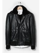 Mango Man Shearling Collar Leather Jacket - Lyst