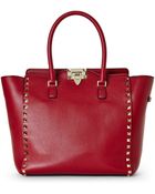Valentino Scarlet Rockstud Medium Shopper - Lyst