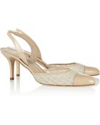 Oscar de la Renta Banan Ifi Tweed And Patent-Leather Slingbacks - Lyst