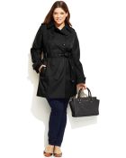 Michael Kors Michael Plus Size Faux-Leather-Trim Trench Coat - Lyst