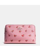 Coach Cosmetic Case 19 In Heart Print Leather - Lyst