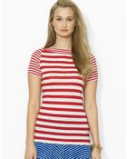 Ralph Lauren Lauren Petites Linen Stripe Tee - Lyst