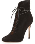 Gianvito Rossi Suede Lace-Up Bootie - Lyst