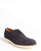 Tod's Midnight Blue Suede White Rubber Mid-Sole Oxfords - Lyst