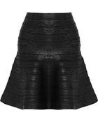 Hervé Léger Fluted Coated Bandage Mini Skirt - Lyst
