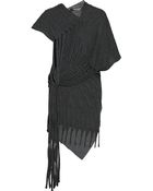 Junya Watanabe Draped Fringed Wool-Blend Jersey Dress - Lyst