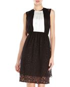 Vera Wang Black & White Tiered Dress - Lyst