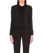 Hugo Boss Cropped Crepe Satin Lapel Jacket - Lyst