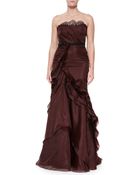 J. Mendel Strapless Ruffled Organza Gown - Lyst