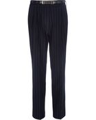 River Island Navy Pinstripe Belted Trousers - Lyst