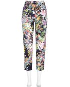 River Island Navy Floral Print Cropped Trousers - Lyst