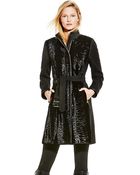 Vince Camuto Belted Faux Fur Front Coat - Lyst