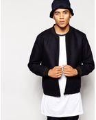 Asos Slim Fit Bomber In Wool Blend - Lyst