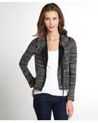Rebecca Taylor Grey And Black Wool Blend Boucle Jacket - Lyst
