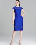 Tadashi Shoji Dress - Cap Sleeve Illusion Lace Pintuck Sheath - Lyst