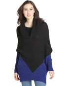 Autumn Cashmere Black And Royal Ribbed Cashmere Blend Cowl Neck Sweater - Lyst