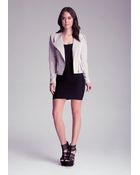 Bebe Zip Peplum Suede Jacket - Lyst