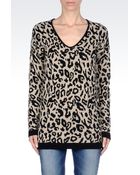 Armani Jeans Oversize Jumper In Animal Print Wool Blend - Lyst