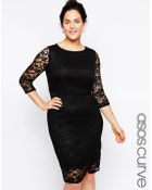 Asos Curve Lace Wrap Dress - Lyst