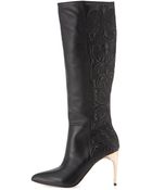 BCBGMAXAZRIA Cirk Embroidered Leather Tall Boot - Lyst