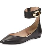 Diane von Furstenberg Evie Leather Ankle-Wrap Ballet Flat - Lyst