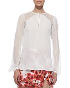 Haute Hippie Silk Georgette Lace-Inset Blouse - Lyst