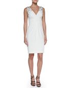 Ml Monique Lhuillier Embellished V-Neck Cocktail Dress - Lyst