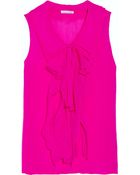 Oscar de la Renta Crinkled Silk-chiffon Top - Lyst