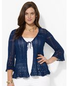 Lauren by Ralph Lauren Pointelle-knit Linen Sweater - Lyst