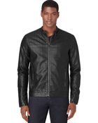 Calvin Klein Part-Quilted Faux-Leather Motorcycle Jacket - Lyst