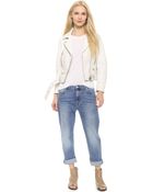 Acne Studios Scratch Vintage Leather Mock Jacket - White - Lyst
