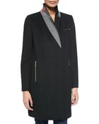 Dawn Levy Alix Contrast-Collar Snap-Front Coat - Lyst