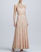 Aidan Mattox Illusion Neck Aline Gown - Lyst