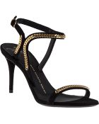 Giuseppe Zanotti Gold Chain Sandal Black Suede - Lyst