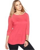 Inc International Concepts Plus Size Three-Quarter-Sleeve Illusion Top - Lyst