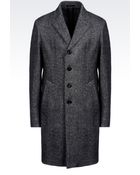 Armani Coat In Chevron Virgin Wool - Lyst