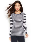 Michael Kors Michael Long-Sleeve Striped Tee - Lyst