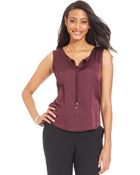 Anne Klein Sleeveless Splitneck Blouse - Lyst