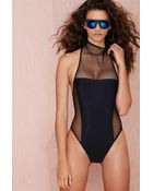 Nasty Gal Meshed Me Up Swimsuit - Lyst