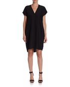 Vince V-Neck Silk Dress - Lyst