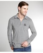 Canali Grey Cotton Cashmere Polo Long Sleeve Shirt - Lyst