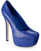 Alice + Olivia Larimore Snake-Print Leather Platform Pumps - Lyst