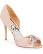 Badgley Mischka Nikki Crystal & Satin Peep-Toe Pumps - Lyst