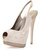 Giuseppe Zanotti Crystal Slingback Platform Sandal - Lyst
