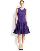 Oscar de la Renta Pleated Drop-Waist Dress - Lyst