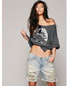 Free People Destroyed Graphic Boyfriend Tee - Lyst
