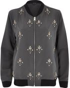 River Island Khaki Embellished Bomber Jacket - Lyst